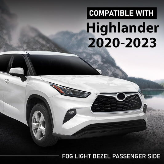 G-PLUS Front Fog Light Lamp Bezel Passenger Right Side Compatible with Toyota Highlander 2020-2023 TO1039239, 520300E110