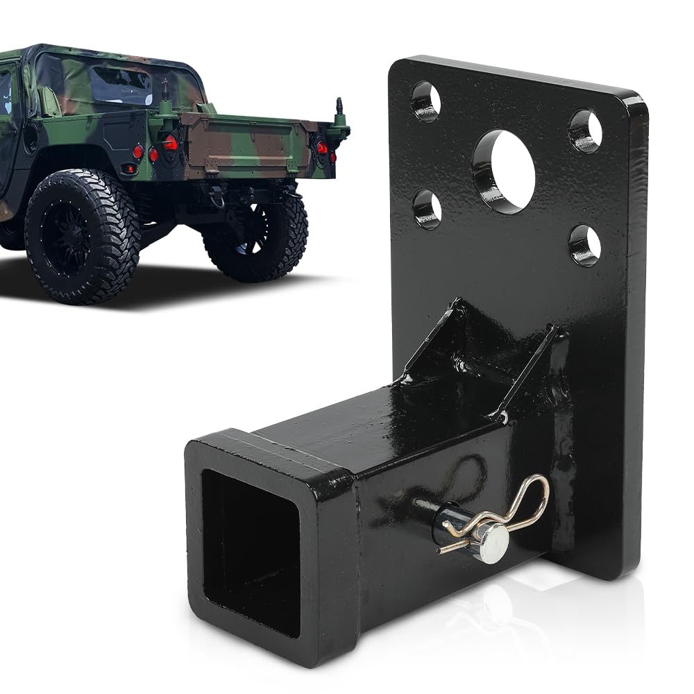 G-PLUS 2" Feet Steel Receiver Hitch with Hitch Pin Compatible with Hmmwv Humvee Military Black Powder Coated