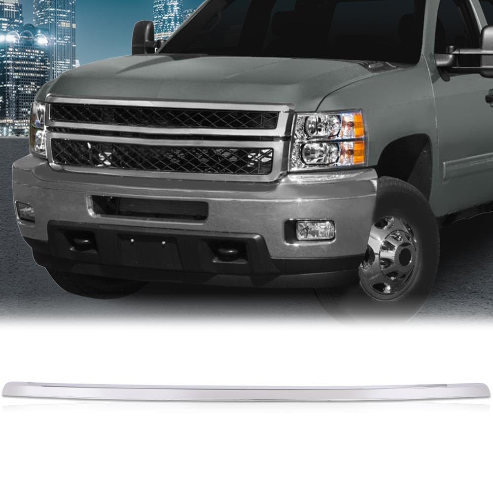 G-PLUS Hood Molding Trim Moulding Chrome Compatible with Chevy Silverado 2500 HD 3500 HD 2011 2012 2013 2014 20963700, GM1235124 Grille Inserts