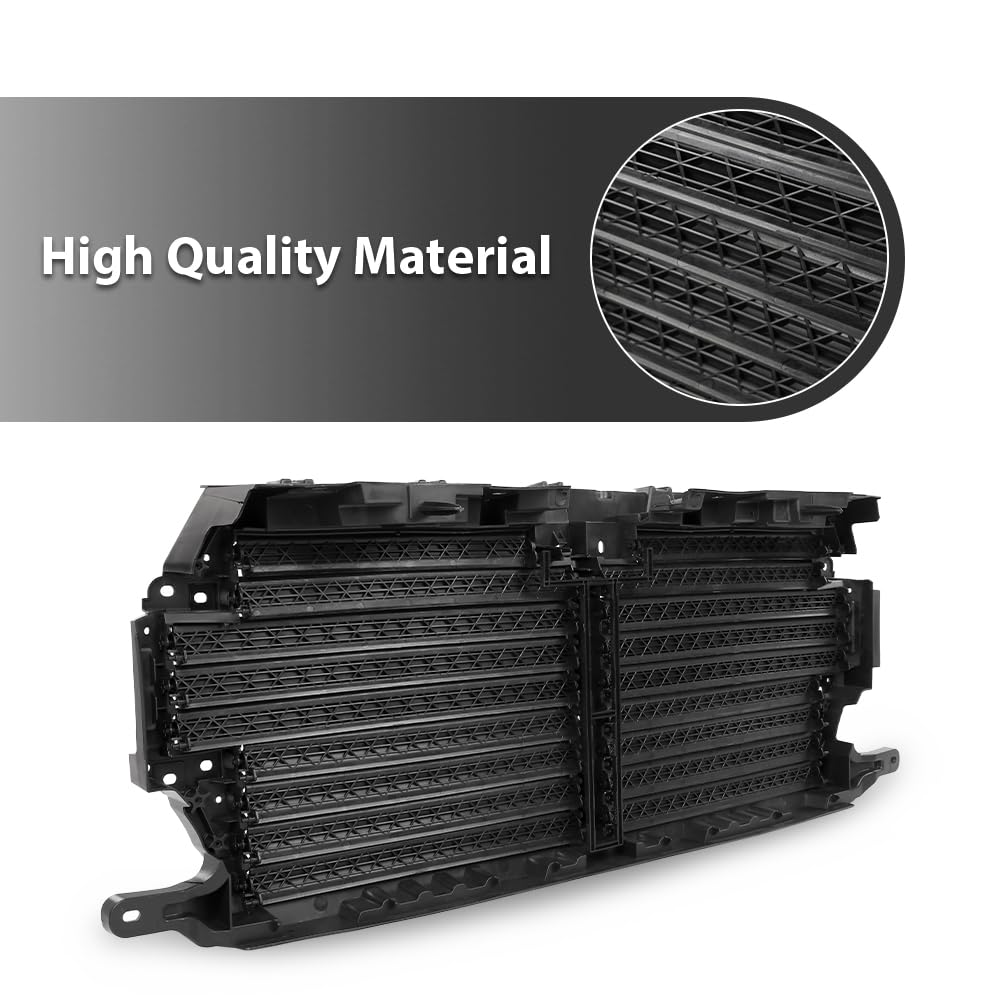 G-PLUS Upper Radiator Grille Air Shutter Control Assembly Black w/o Actuator Motor Controller Compatible with Ford F150 2018-2020 Pickup Truck/NOT fit Ford Raptor Truck JL3Z8475D