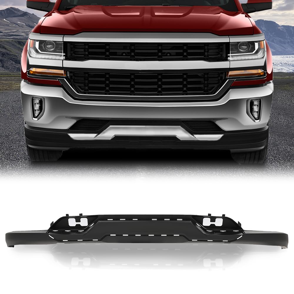 G-PLUS Front Bumper Valance Black Compatible with 2016-2018 Chevy Silverado 1500/2019 Silverado 1500 LD Textured w/Tow Hook Holes 84029800, GM1015135C