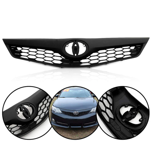 G-PLUS Front Upper Bumper Hood Grill Grille Assembly Compatible with Toyota Camry SE XSE Sedan 4-Door 2012 2013 2014 5310106340C0, TO1200354