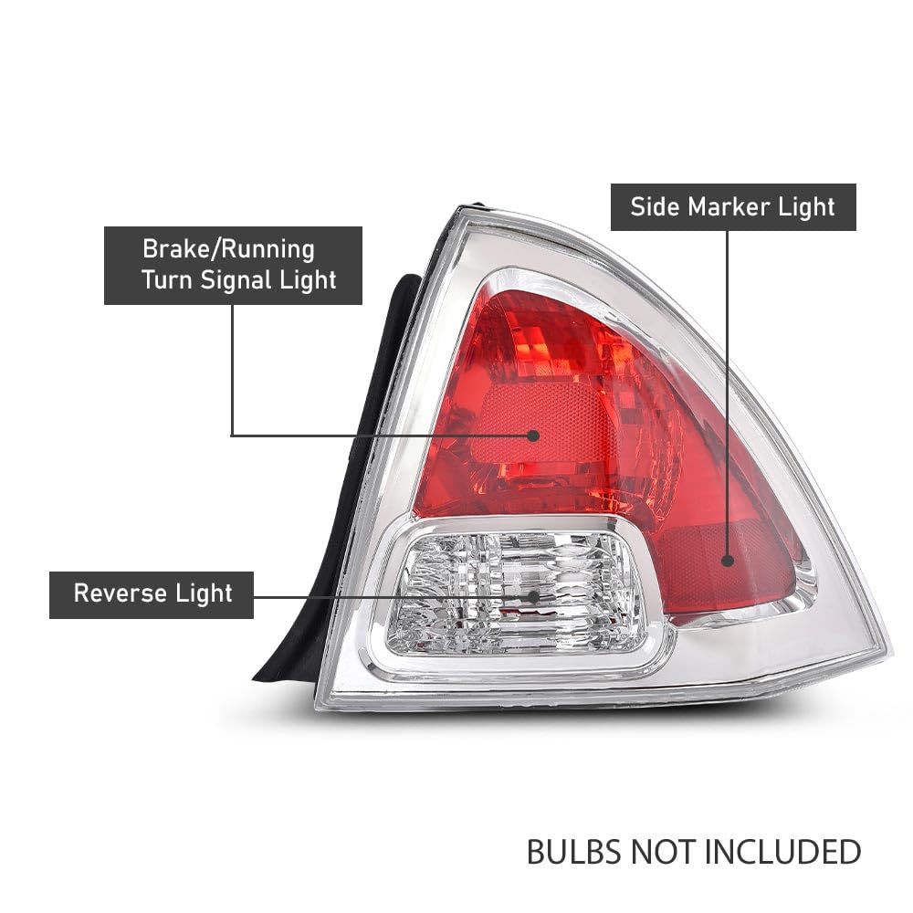 G-PLUS Tail Light Right Side Compatible with Ford Fusion (submodel: S, SE, SEL) 2006-2009 Clear & Red Lens FO2819113C, 6E5Z13404B Faros Traseros Luces TraserasAssembly