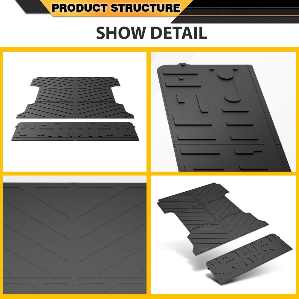 G-PLUS TPE Floor Mats Cargo Liner Compatible with Ford F150 2021-2025,NOT Fit Graduated Tailgate, 2PCS All Weather Protection Floor Liners Black, alfombras para carro