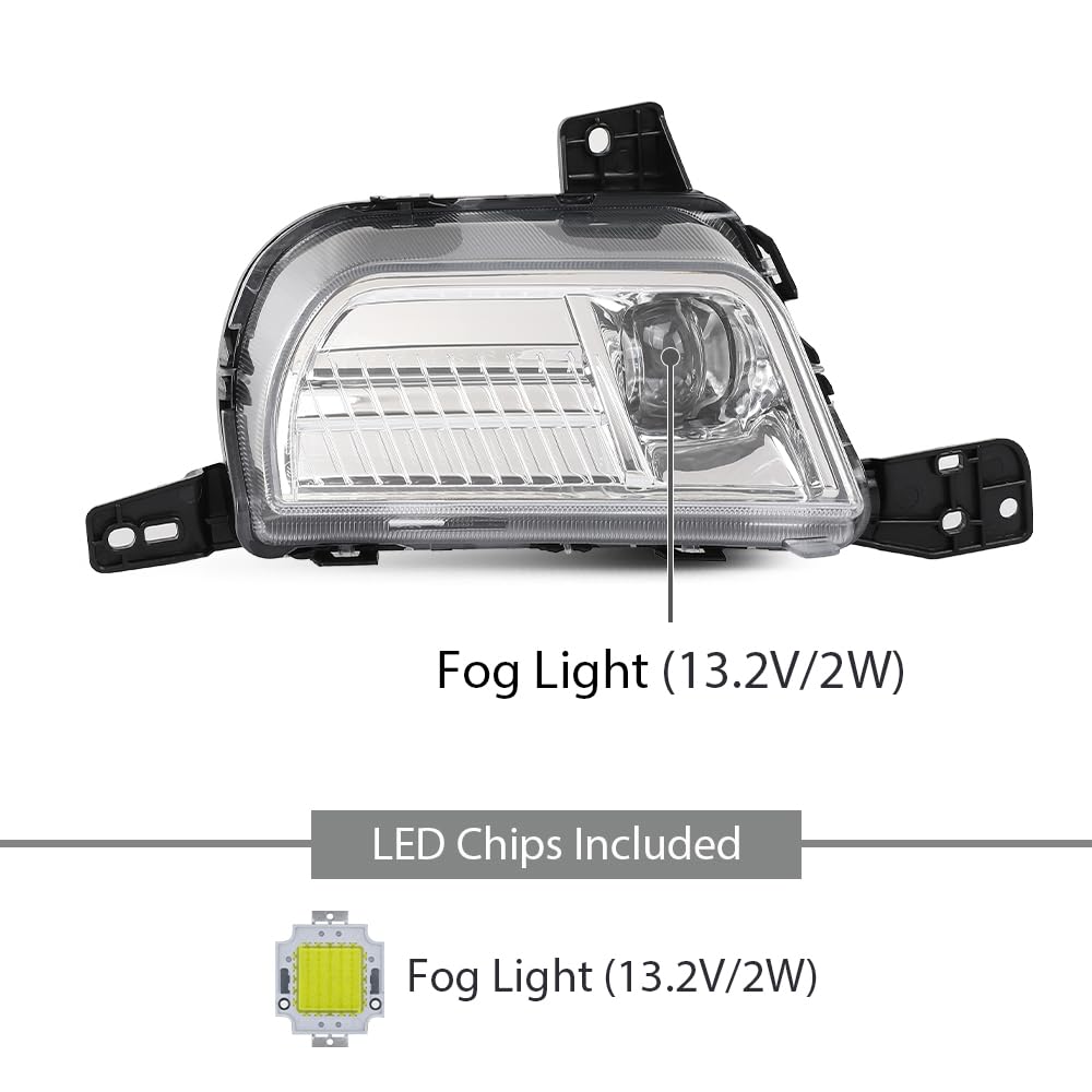 G-PLUS LED Fog Light Driving Lamp Driver Side Clear Compatible with Ford Edge 2019-2024 PKT4B-15B243-AD, PKT4B15B243AD