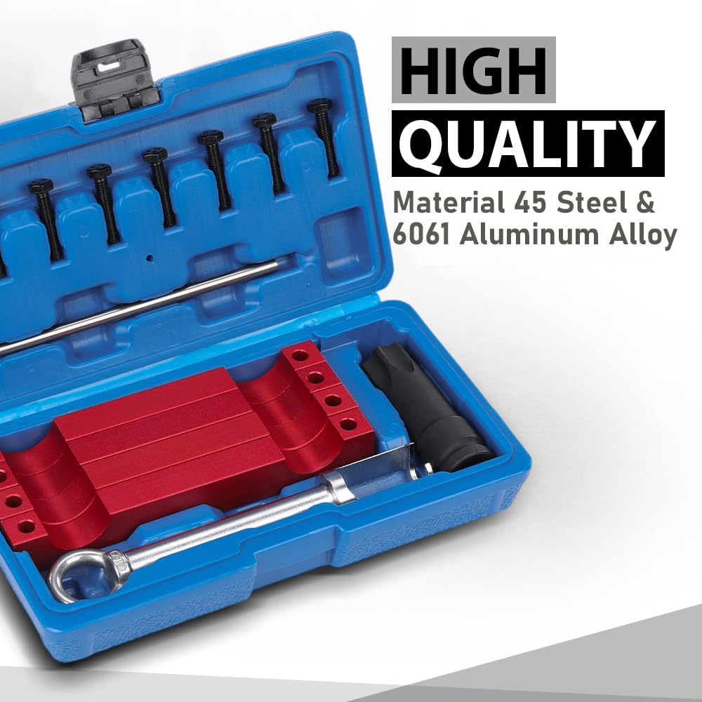 G-PLUS Engine Timing Tool Set Compatible with Benz M157/ M276/ M278 w/ T100 Injector Puller No Modification Needed 45 Steel Silver