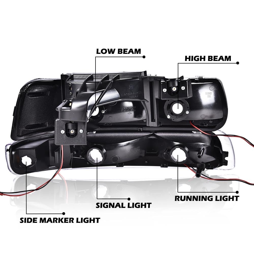 G-PLUS Headlight & Bumper Fog Lights Assembly - Compatible With Chevy Silverado Avalanche 2003-2006 / Fit for Silverado 1500HD 2003-2007 & 2500HD Left & Right SideBumper Headlamps,faros delanteros