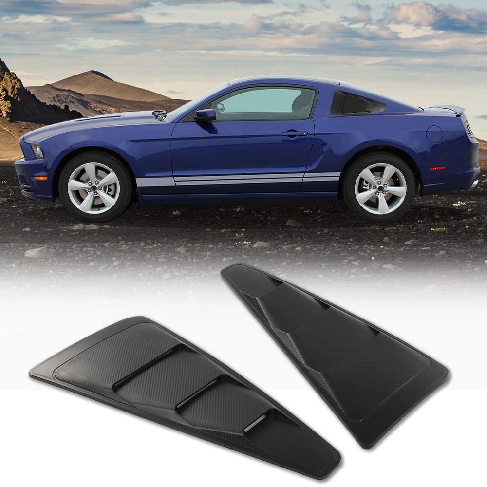 G-PLUS Side Window Louvers Board Left Right Carbon Style Compatible with 2005-2014 Mustang(NOT fit Convertible Models) ABS Plastic Black Side Window Louver Air Vent Scoop Shades Cover Blinds