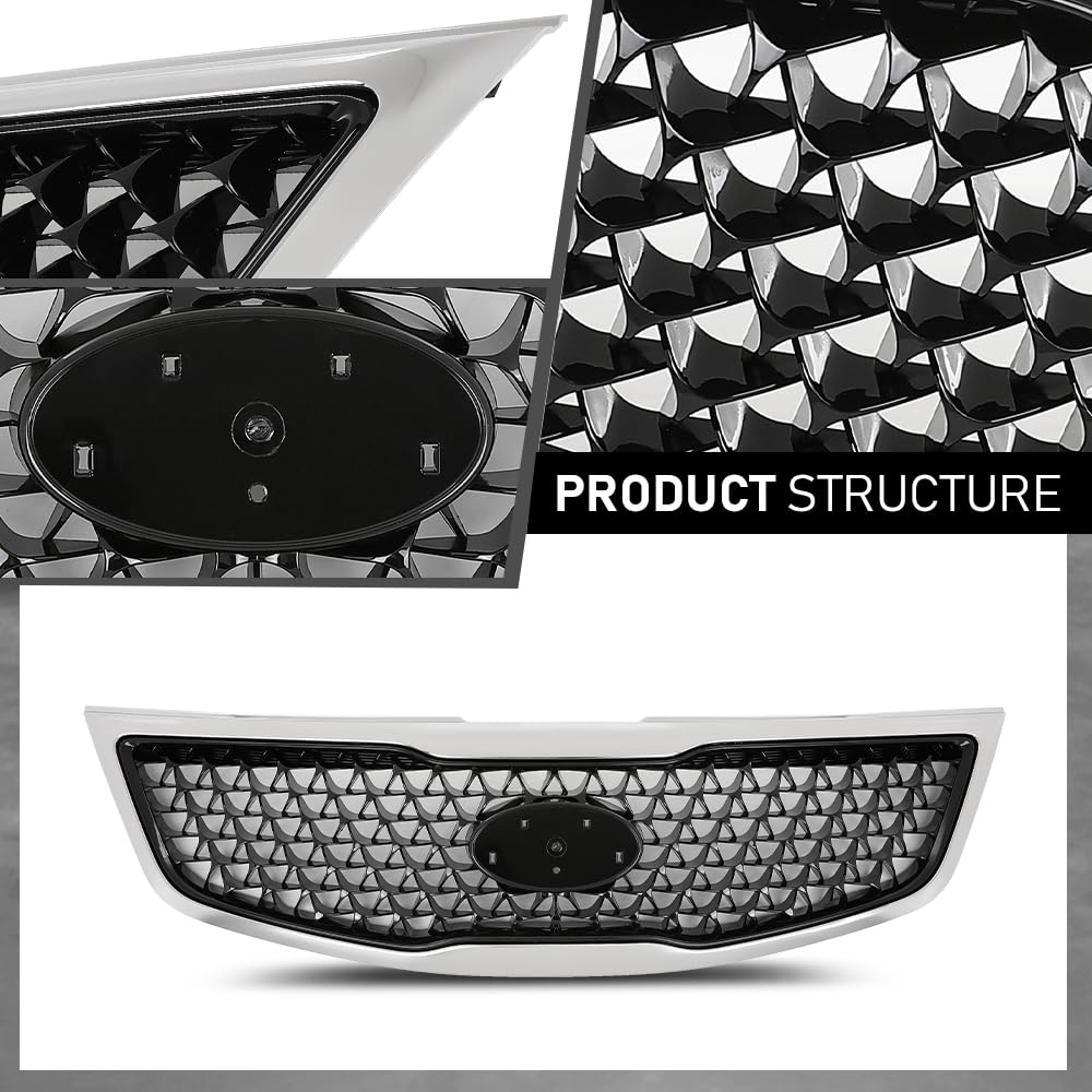 G-PLUS Front Upper Grille Chrome, Compatible with Kia Sportage 2014-2016, KI1200162, 863503W500