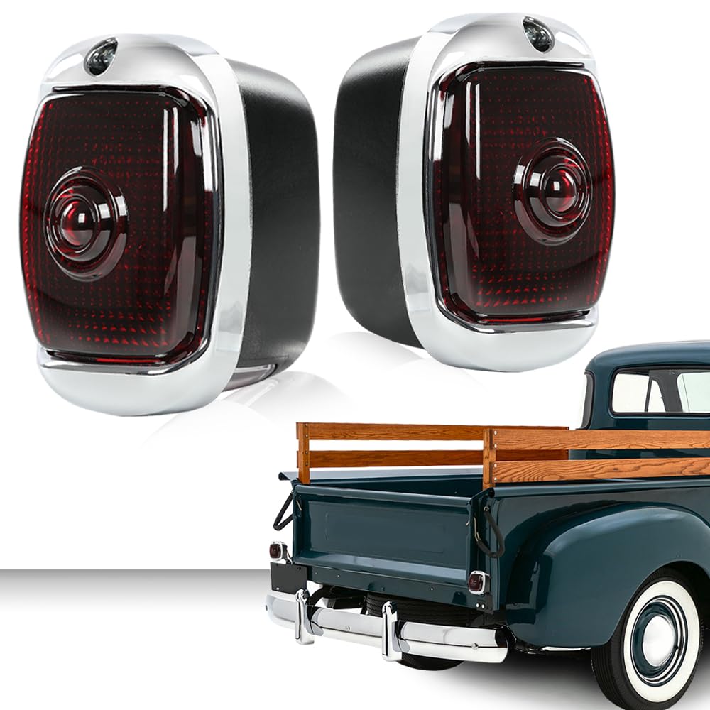 G-PLUS Tail Lights Assembly Compatible with Chevy First Series Pickup Truck 1940-1953 Left & Right Side Tail Lamps Luces Traseras, Red Lens