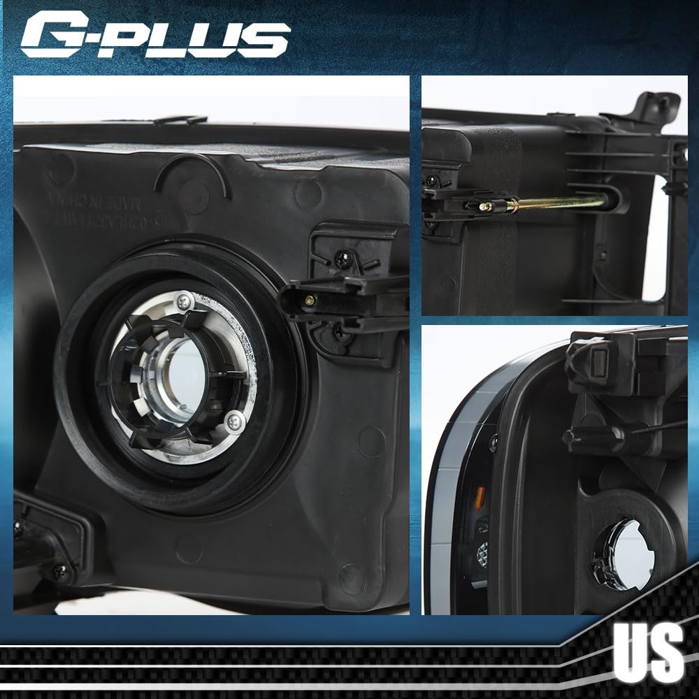 G-PLUS Headlights Assembly Compatible with Dodge Ram 1500 2500 3500 2002-2005 Bumper Headlamp, Smoky Lens Chrome Housing Amber Reflector