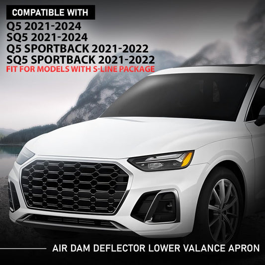 G-PLUS Front Lower Air Dam Deflector Valance Apron, Compatible with Audi Q5 SQ5 2021-2024, 80A807531DIX3, AU1095113