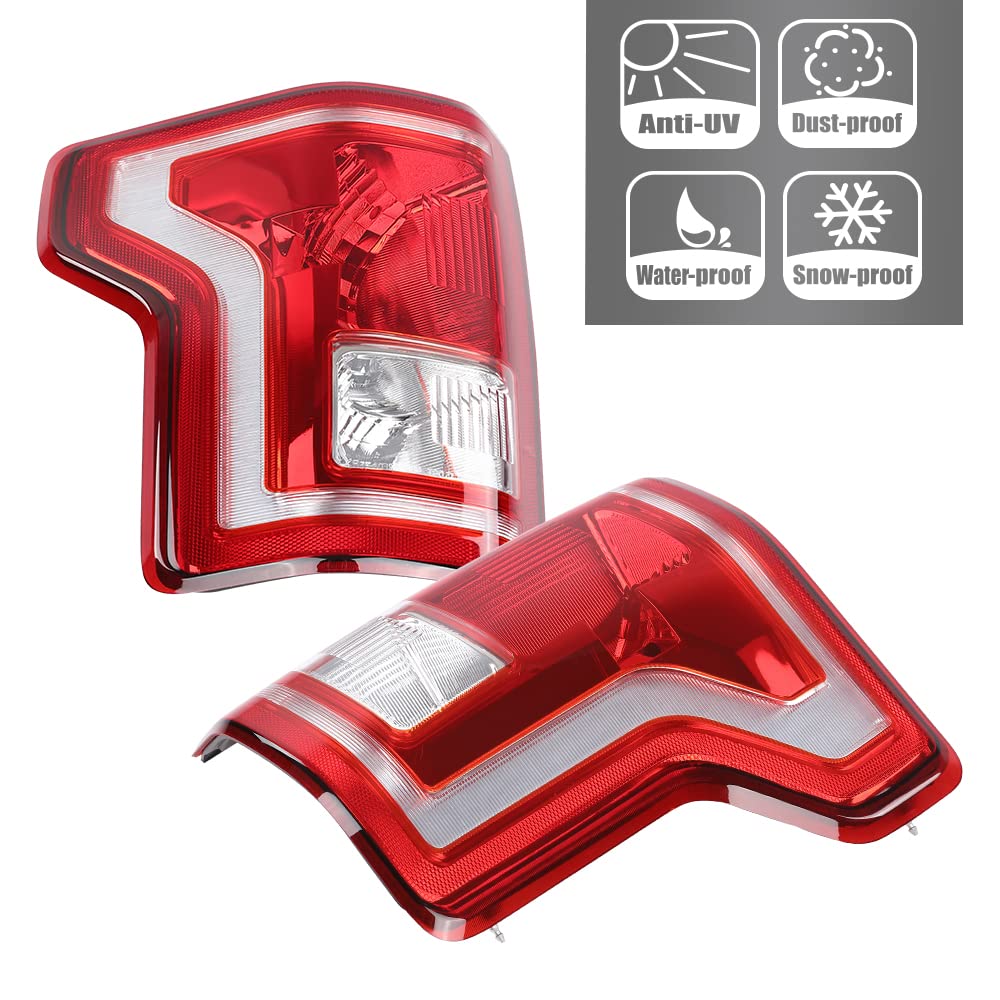 G-PLUS Tail Lights Assembly Left & Right Side Compatible with Ford F150 2015 2016 2017 Taillamps Brakelights w/o bulb Halogen Red lens FL3Z13405A-PFM FL3Z13404A-PFM FO2800239C FO2801239C