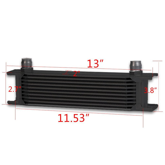 G-PLUS 10 Row Oil Cooler for Universal AN10-10AN Aluminum Silver Front View