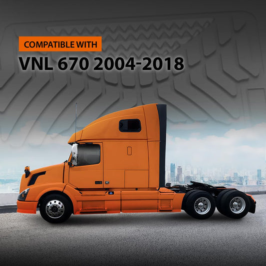 G-PLUS TPE Floor Mats Fit Volvo VNL 670 Models 2004-2018 4 PCS Black
