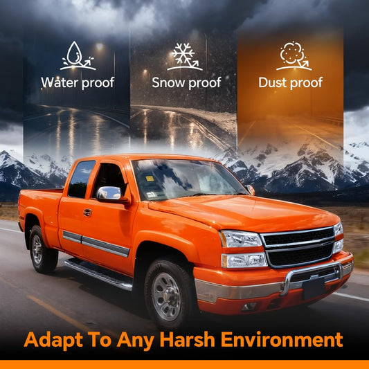 G-PLUS Headlights Assembly Fit 2003 2004 2005 2006 Chevy Avalanche/Silverado 1500 2500 3500 1500 HD 2500 HD Bumper Headlamps, Clear Lens Chrome Housing Amber Reflector,faros delanteros
