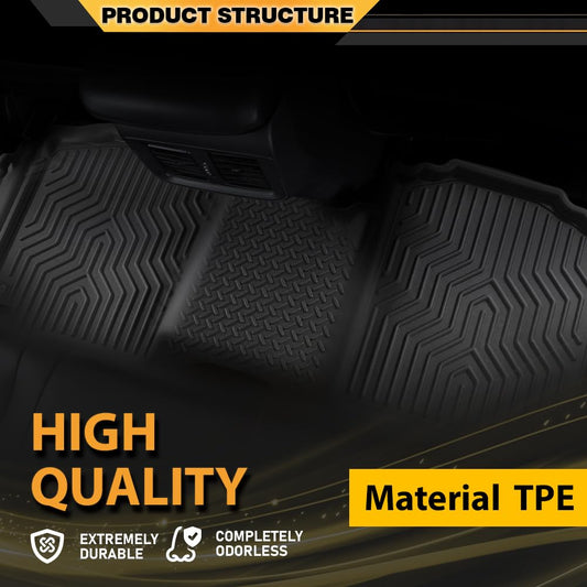 G-PLUS Floor Mats Compatible with Dodge Ram 2500/3500 2010-2018/Fit Dodge Ram 1500 2009-2023(19-23 Classic Body) Crew Cab w/Auto Trans All Weather Full Cover Protection TPE Liners 1st & 2nd Row 3PCS