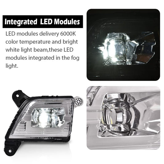 G-PLUS LED Fog Lights Compatible With 2019 2020 2021 Chevy Silverado 1500,Front Bumper Driving Fog Lamps W/o Wiring Kit Driver & Passenger Pair (Clear Lens Chrome Housing)