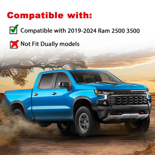 G-PLUS Fender Flares for Chevy Silverado 1500 2007-2013 Textured Pocket Rivet Front View