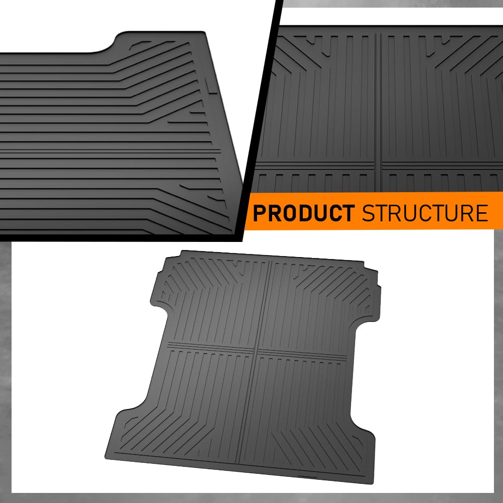 G-PLUS Truck Bed Mat Liner Compatible with Chevy Silverado GMC Sierra 1500 2014-2018 with 5'8" Bed, All Weather Protection TPE Heavy Duty Trunk Mat Black