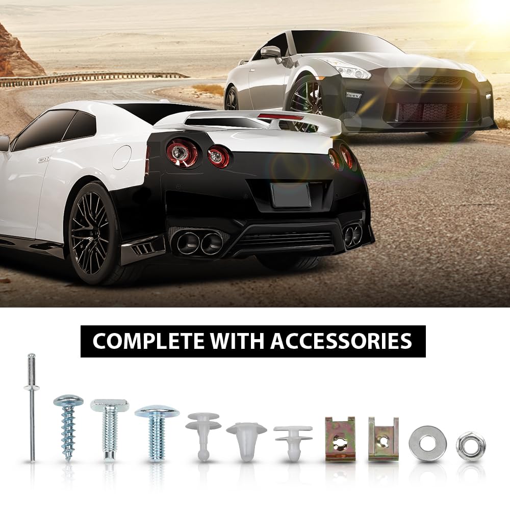 G-PLUS Front Rear Lip Bumper Guard Skid Kit Compatible with Nissan GTR R35 2009-2022, FEA0M-6AVMA, FBM226AV0H, Black