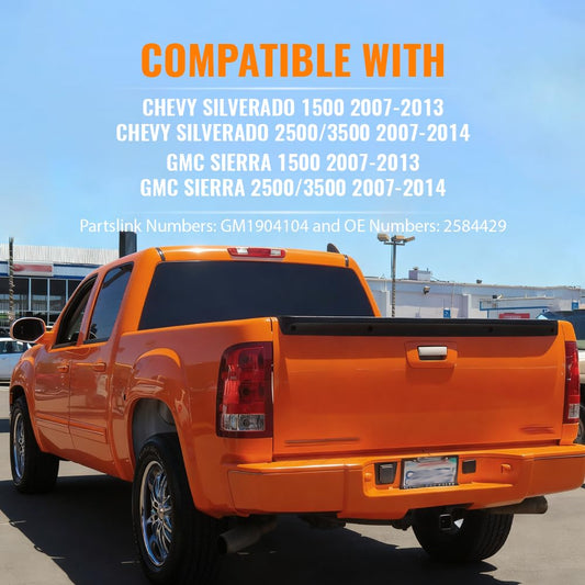 G-PLUS Tailgate Cap Protector for Chevy Silverado Sierra 1500 2500 3500 2007-2014 Black Front View
