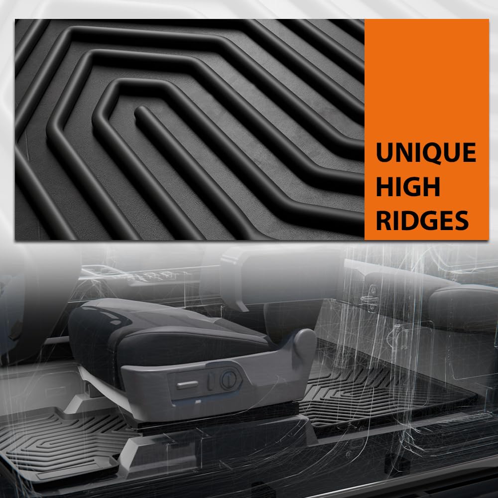 G-PLUS TPE Floor Mats Fit Ford Bronco 2-Door 2021-2026 Not Fit Bronco Sport or Bronco 4-Door Model 1st & 2nd Row Truck Accessories Cargo Liners All Weather Protection 3PCS Black Alfombras para Carro