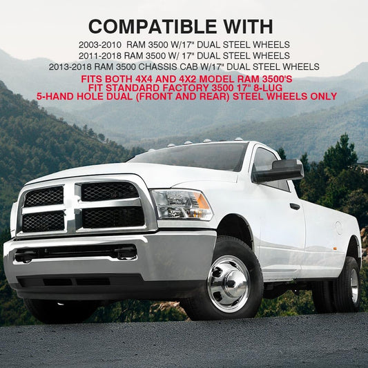 G-PLUS 17" Dually Wheel Simulators Dual Skins Liners Compatible with Dodge Ram 2003-2018/Fit Dodge Ram Chassis Cab 2013-2018 Chrome 52106937AB 52106882AA 52106877AB 52106876AA 4 PCS