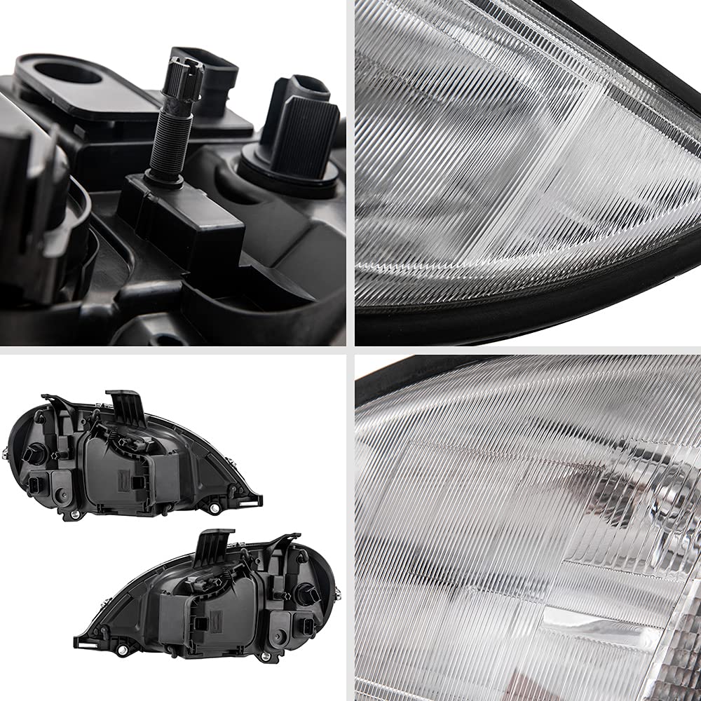 G-PLUS Headlights Assembly Compatible With 96-04 Freightliner Columbia Models Headlights Clear Lens Chrome Housing Amber Reflector (Driver+Passenger(Left+Right)) Bumper Headlamps,faros delanteros