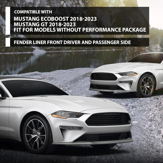 G-PLUS Pair Front Fender Liner Inner, Compatible with Ford Mustang EcoBoost GT 2018-2023 For Models Without Performance Package, LH Driver & RH Passenger 2PCS, FO1248190, FO1249190
