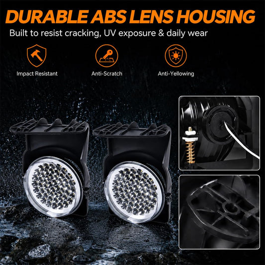 G-PLUS White Full LED Fog Lights Lamp with Switch/Bulbs/wiring harness Compatible with GMC Sierra 2003-2007 Pickup Truck Clear Lens Bumper Fog Light Kit