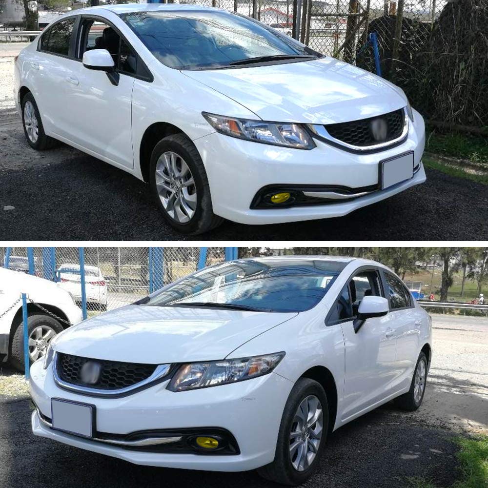 G-PLUS Bumper Driving Fog Lights Compatible with Honda Civic Sedan 4-door 2013-2015 Yellow Driver/Passenger Lamps with Switch/Bulbs Kit One Pair