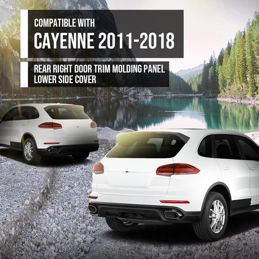 G-PLUS Rear Right Lower Door Molding Trim Compatible with Porsche Cayenne 2011-2018 Without Off-Road Package 95855979020G2X, 958-559-790-20-G2X Black