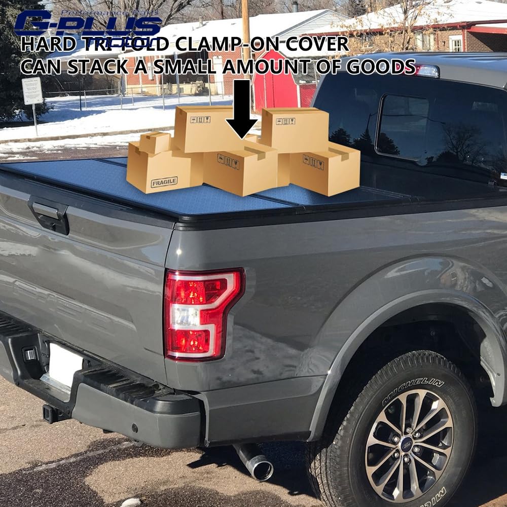 G-PLUS Hard Tri-fold Truck Bed Tonneau Cover Lockable Pickup Folding Covers Compatible with 2005-2011 Dodge Dakota 5'3" Extra Short Bed