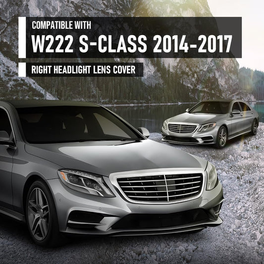 G-PLUS Headlight Lens Cover Compatible with Benz W222 S-Class 2014-2017 Right Side Front Headlamp Lens Cover Clear