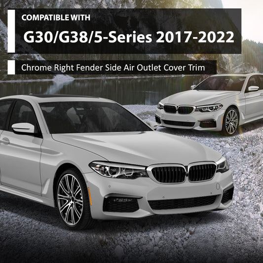 G-PLUS Right Fender Vent Trim Fender Side Air Outlet Cover Trim Chrome Compatible with BMW G30 5-Series 2017-2022 51137349594 Silver