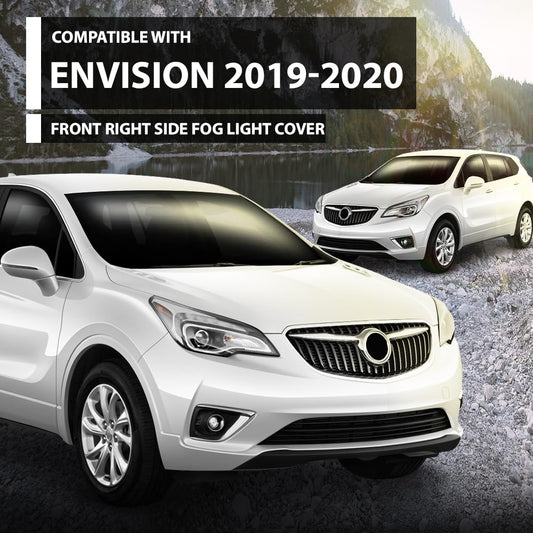 G-PLUS Fog Light Covers Front Passenger Right Side Hand Compatible with Buick Envision (submodel: Base, Essence, Preferred, Premium, Premium II) 2019 2020 42489939, GM1039266 Chrome Black