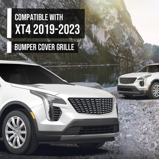 G-PLUS Bumper Cover Grille Front Left Side Compatible with Cadillac XT4 2019 2020 2021 2022 2023 2024 GM1038293, 191275994511 Glossy Black