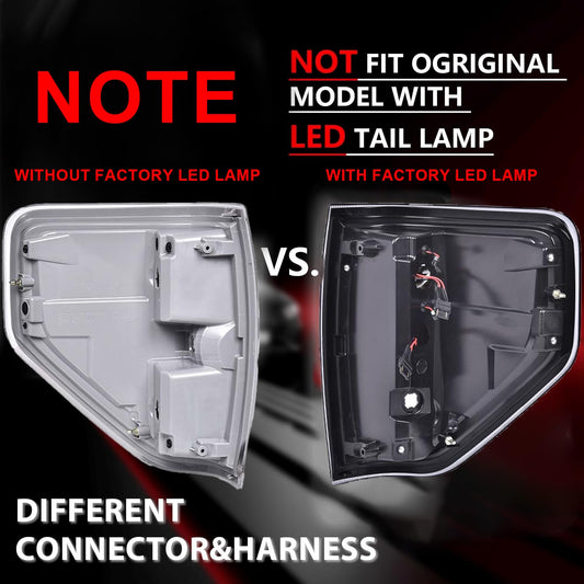 G-PLUS Rear Tail Lights Compatible With 2009-2014 Ford F150 2/4 Door (Not Fit Flareside Models,Not Fit Ogriginal Model with LED Tail Lamp) Brake Lamps Left Side luces traseras, faros traserosAssembly