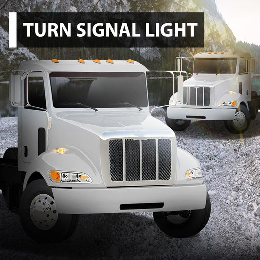 G-PLUS 2pcs 12 LED Amber/Red Dual Revolution Turn Signal Light, Double Face Chrome Fit Peterbilt Kenworth Freightliner Trucks, Dual Face Truck Fender Side Marker Light