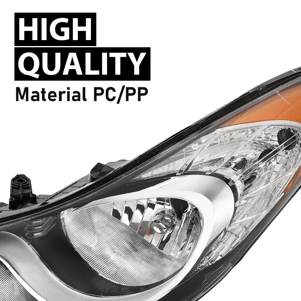 G-PLUS Headlights Assembly Front Headlamp Fit Hyundai Elantra Sedan 2011-2013 HY2503161 Clear Lens Chrome Housing Amber Reflector Bumper Left & Right Headlamps,faros delanteros