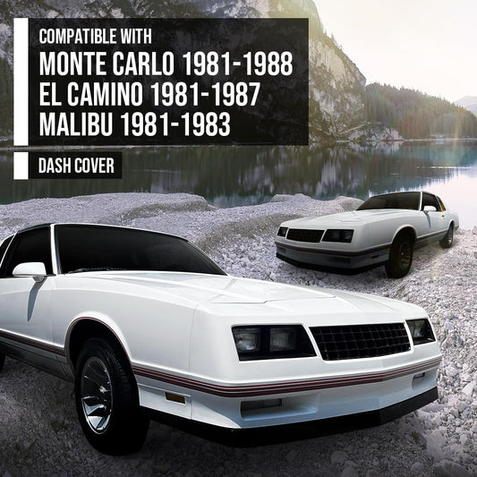 G-PLUS TPE Dash Cover Dashboard Panel Compatible with Chevy Monte Carlo 1981-1988 / El Camino 1981-1987 Fit Chevy Malibu 1981-1983 Black