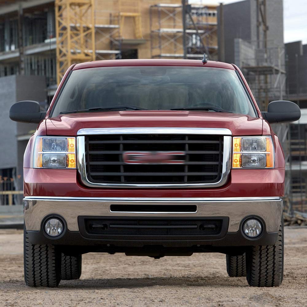 G-PLUS Left Right Clear Lens Front Bumper Driving Fog Lights Lamps + H8 Bulbs Compatible With GMC Sierra 1500 2500HD 3500HD 2007-2013 Pickup