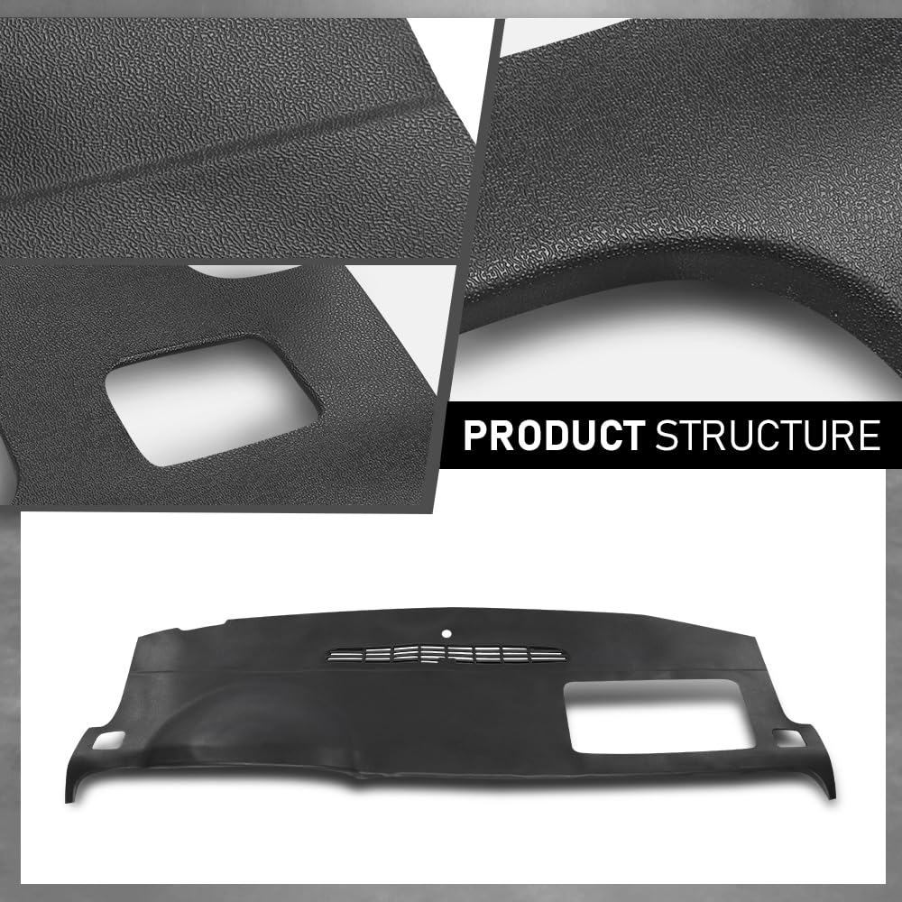 G-PLUS TPE Molded Dash Cover Cap Overlay Compatible with 2007-2014 chevy Tahoe Avalanche Suburban Yukon, Fit 2007-2013 Silverado LTZ GMC Sierra SLT Black