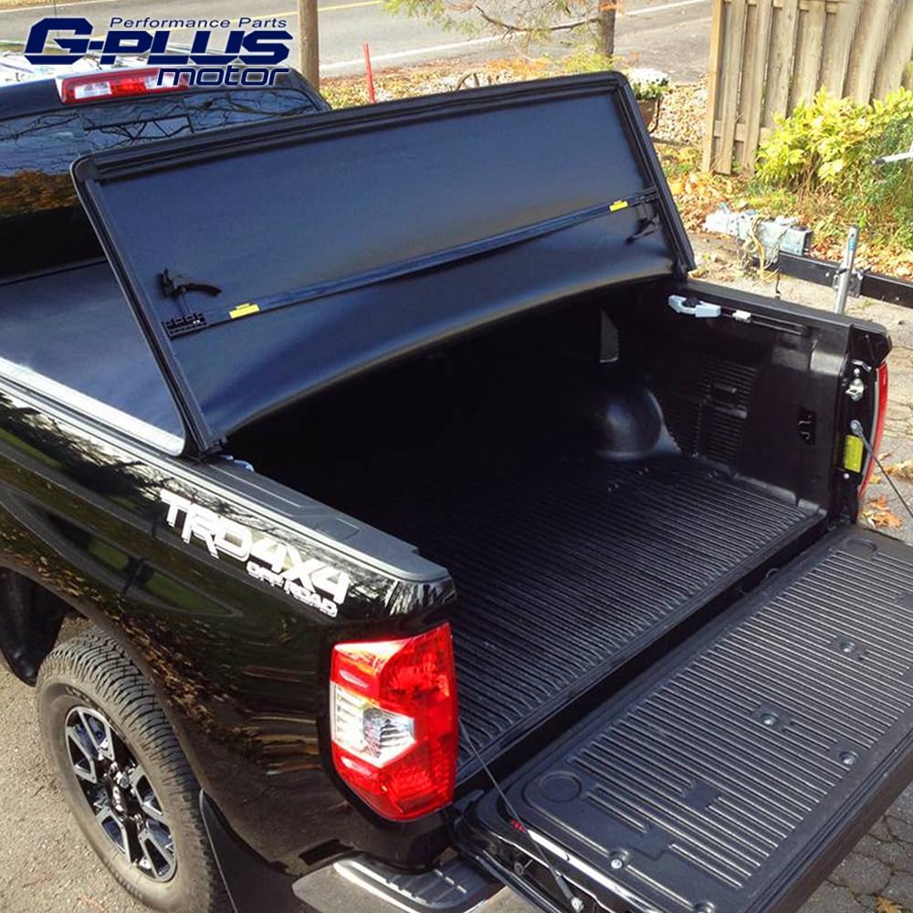 G-PLUS Soft Quad Fold Truck Bed Tonneau Cover Compatible with Toyota Tundra 2014-2021 Standard Short Bed 6'5''