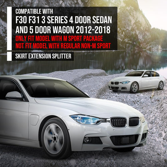 G-PLUS Side Skirt Extension Splitter Compatible with BMW F30 F31 3 Series 4 Door Sedan and 5 Door Wagon 2012-2018 with M Sport Package, Not Fit Model with Regular Non-M Sport Series Black