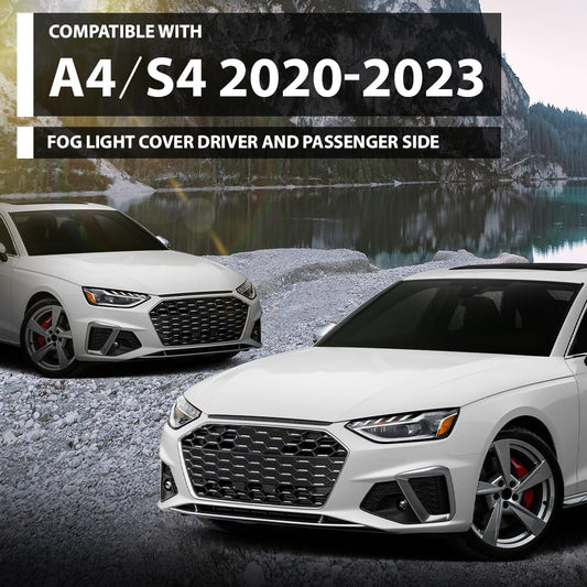 G-PLUS Pair Fog Light Cover Fog Lamp Grilles Cover, Compatible with Audi A4/S4 2020-2023, LH Driver & RH Passenger 2PCS