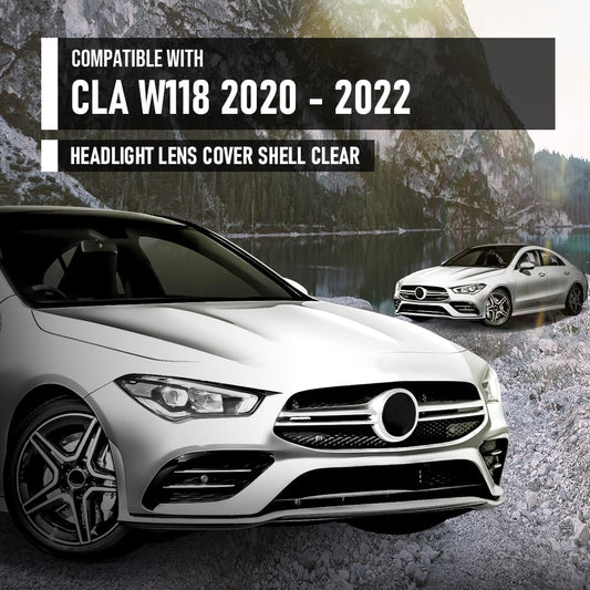 G-PLUS Headlight Lens Cover Compatible with Benz CLA-Class W118 CLA250 CLA35 AMG 2020-2022 Left & Right Front Headlamp Lens Cover Clear