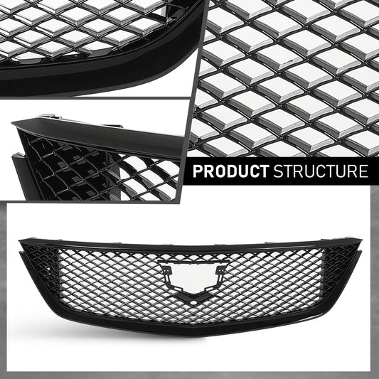 G-PLUS Front Bumper Hood Grille Grill Mesh Compatible with Cadillac CT5 2020-2024 84517549, 84613162, 84934970 Gloss Black