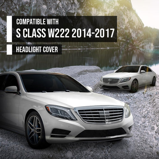 G-PLUS Headlight Lens Cover Compatible with Benz W222 S-Class 2014 2015 2016 2017 Left & Right Front Headlamp Lens Cover Clear